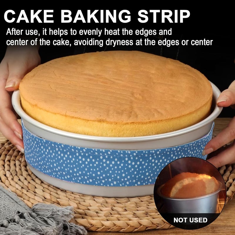 Bcautay 2 Pcs Baking Strips Cake Pan Dampen Strips Absorbent Thick Cotton Cake Strips for Kitchen Bakery Restaurant (Blue) - Image 5